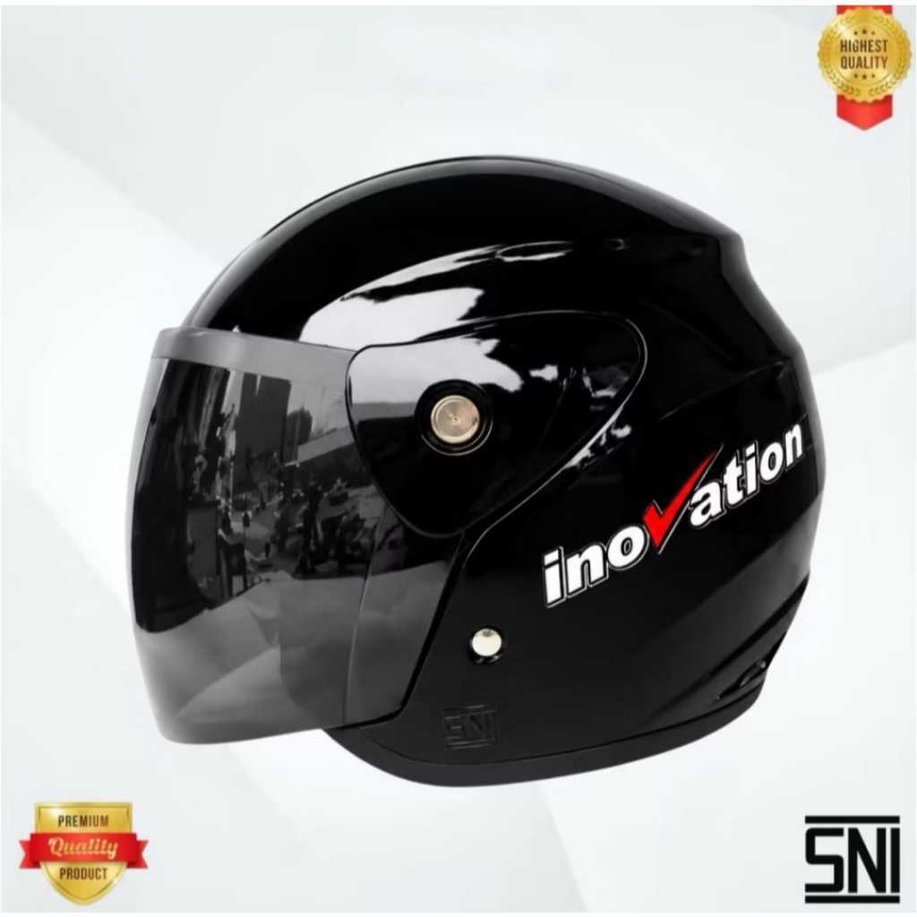 Helm Half Face Dewasa EVO EVOLUTION POLOS Kaca Hitam Seperti Helm GM Original Untuk Pria Dan Wanita 