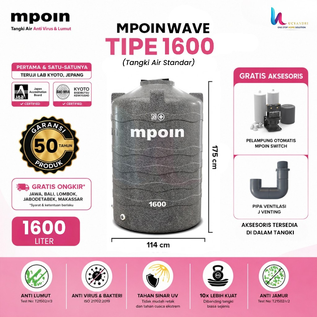 Tangki Air MPOIN PLUS 1600 Wave Toren Tandon 1600 Liter
