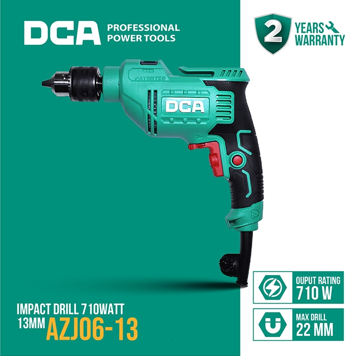DCA Impact Drill / Bor Tangan Impact Listrik 710Watt 13mm AZJ06-13
