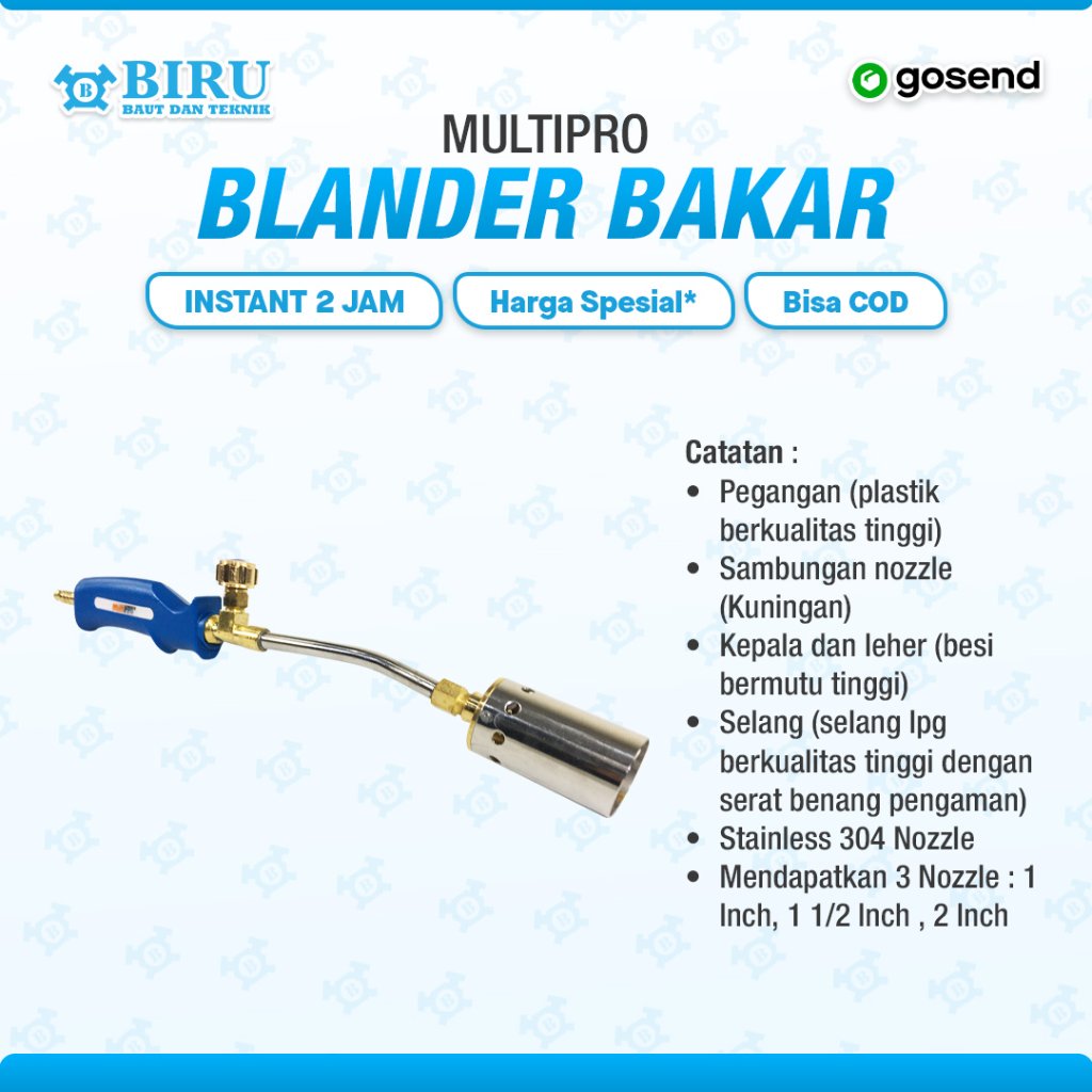 MultiPro Blander Bakar + 3 Nozzle Heating Torch 304 With Nozzle