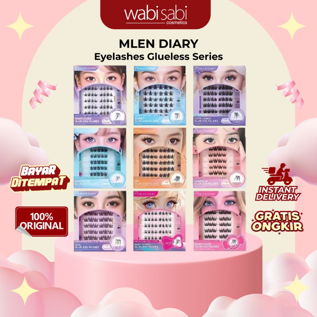 MLEN DIARY - Eyelashes Glueless Series (LANGSUNG PASANG) - Dandelions - Bobo Boom - Bling Falsies - 