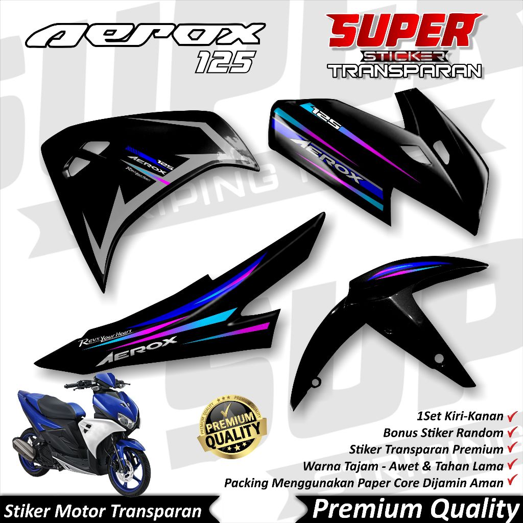 Stiker Aerox Transparan keren Striping Aerox 125 Stiker Transparan UV AeroxStriping Aerox 125 GRAD