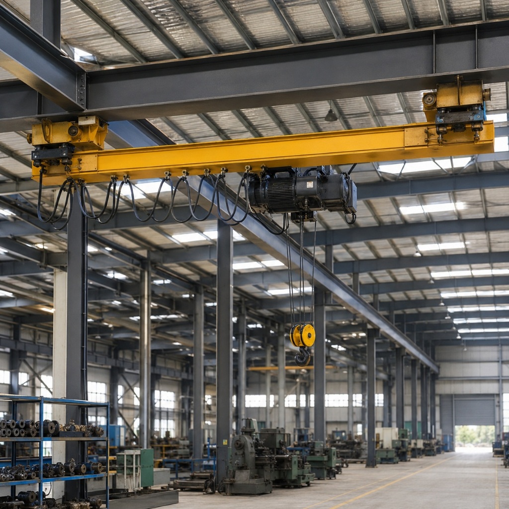 Crane Overhead Underhung Girder Tunggal Heavy Duty dengan Electric Hoist untuk Pabrik dan Workshop