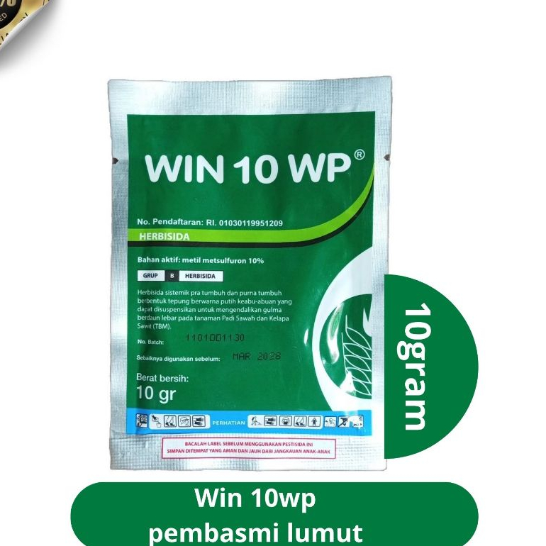 Win 10 WP Herbisida Metil Metsulfuron 10% 10gr Pembasmi Lumut Padi Sawah Kelapa