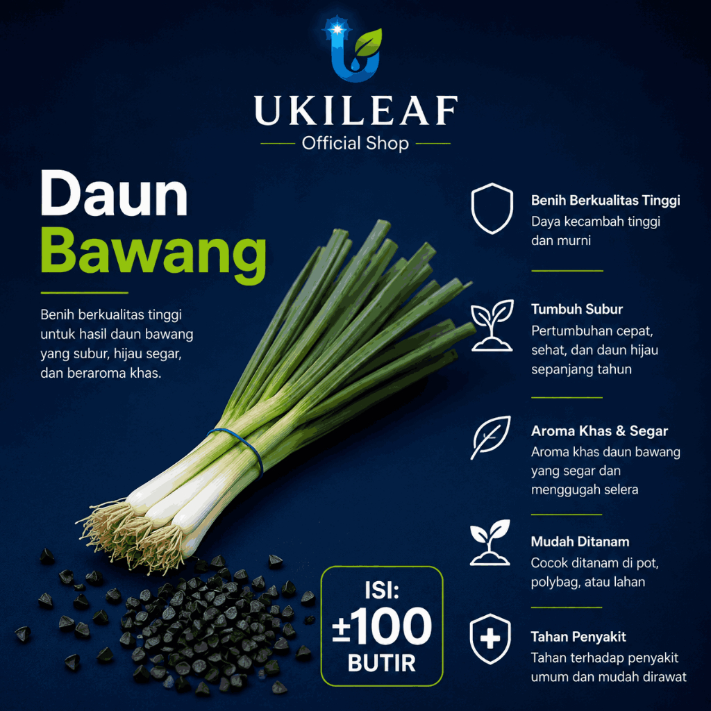 ( 100 Butir ) Benih Biji Daun Bawang Dataran Rendah | Bawang Daun | Allium Fistulosum | UKILEAF