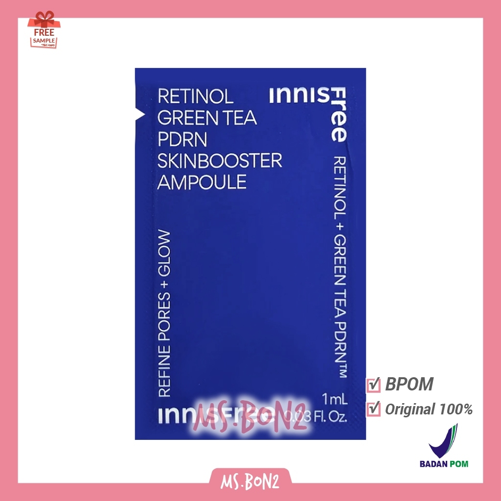 BPOM Innisfree Retinol Green Tea PDRN Skinbooster Ampoule Serum SACHET Sample 1ml Trial Sampel Anti 