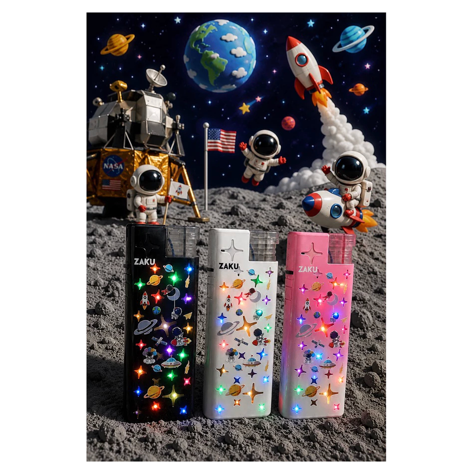 (ECERAN / SATUAN) KOREK API BARA ZAKU JUMBO SPACE LED