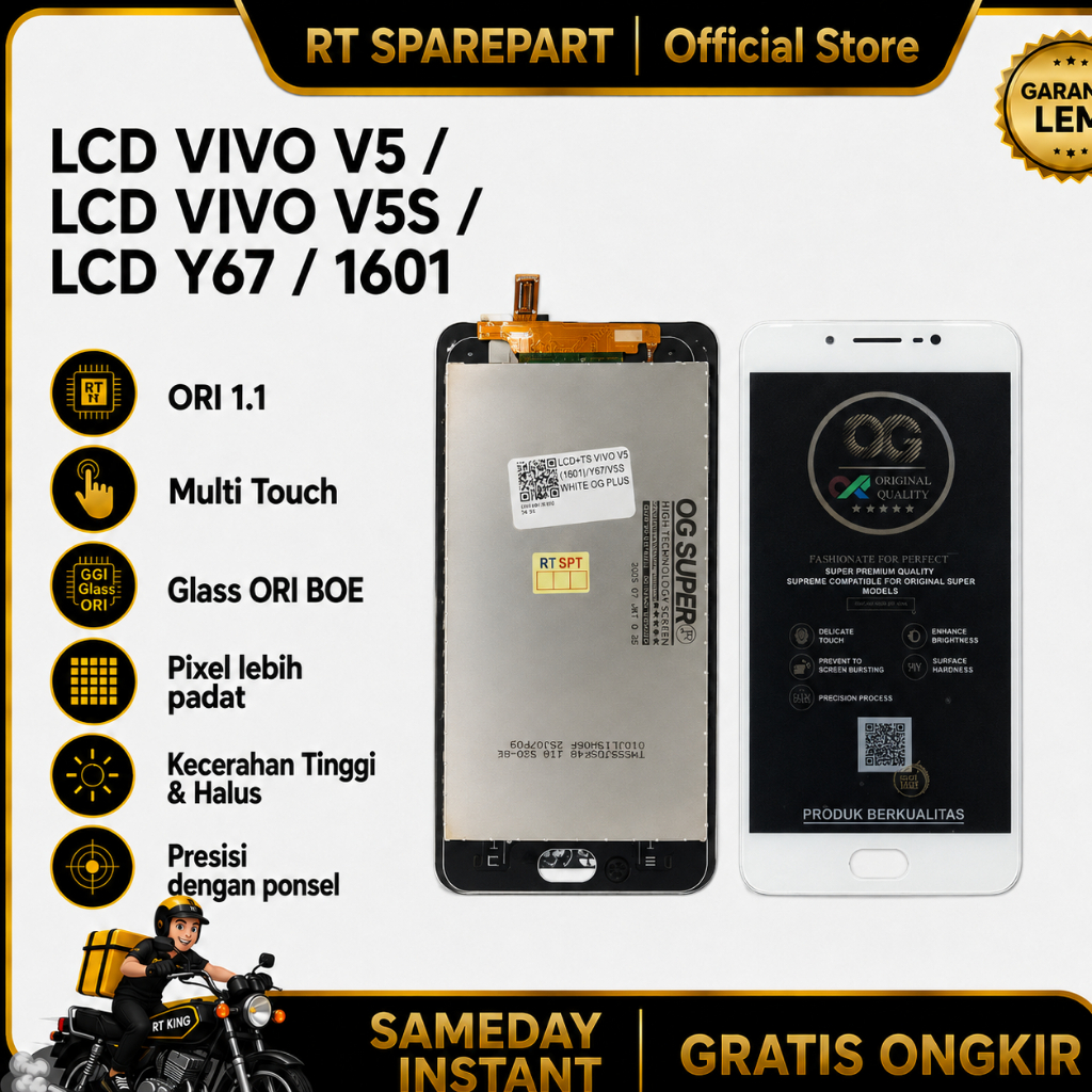 LCD TOUCHSCREEN VIVO V5/LCD VIVO V5S/LCD VIVO Y67/1601 - ORIGINAL OEM 100% NEW