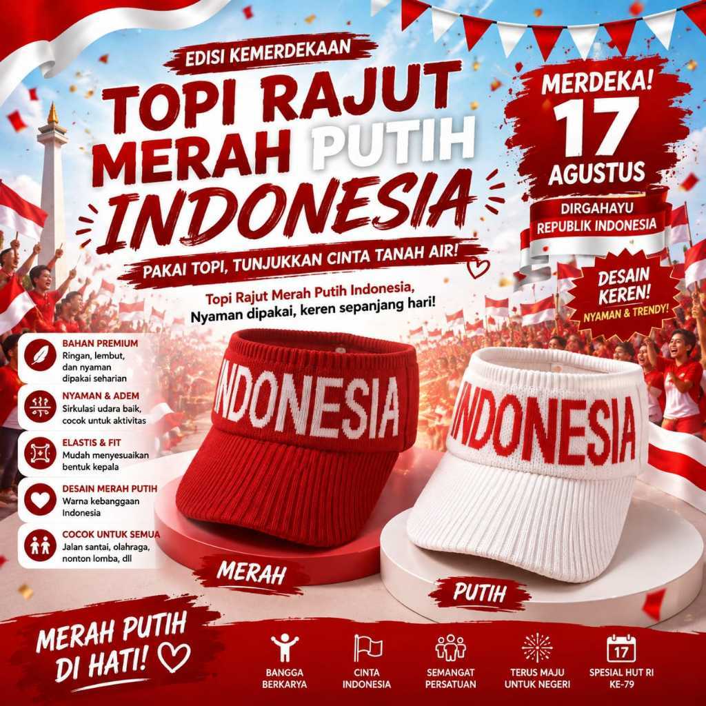 Topi Rajut Merah Putih Indonesia