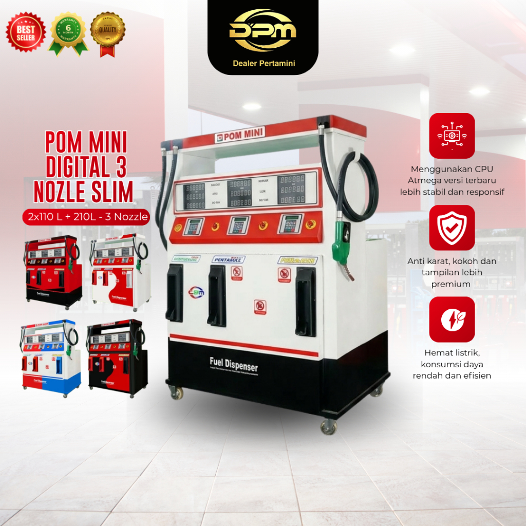Pom Mini Digital Tiga Tangki 100 Liter Pertamini 3 Nozzle Portable Unit Hemat Listrik
