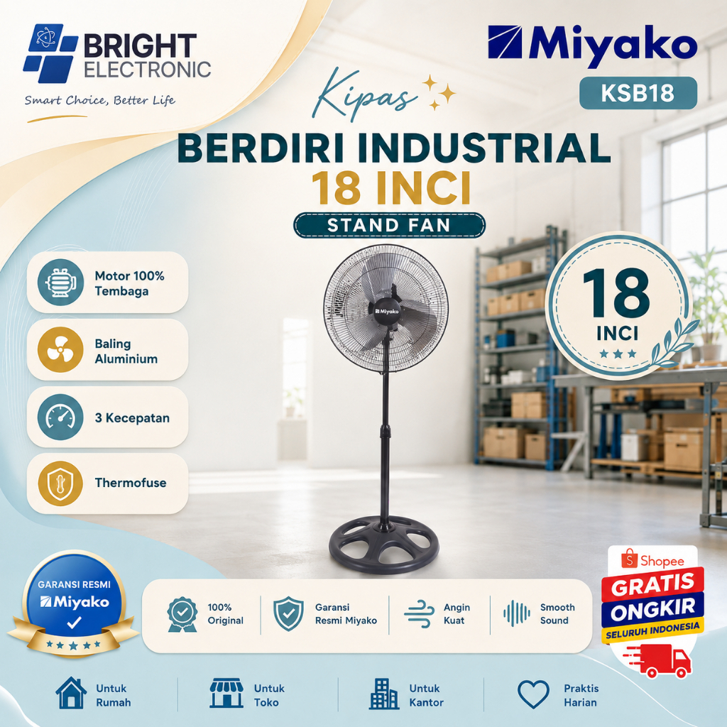 Miyako Kipas angin Stand Fan 18inch KSB18/KSB18/KSB 18/KSB-18/Miyako Kipas angin 18INCH