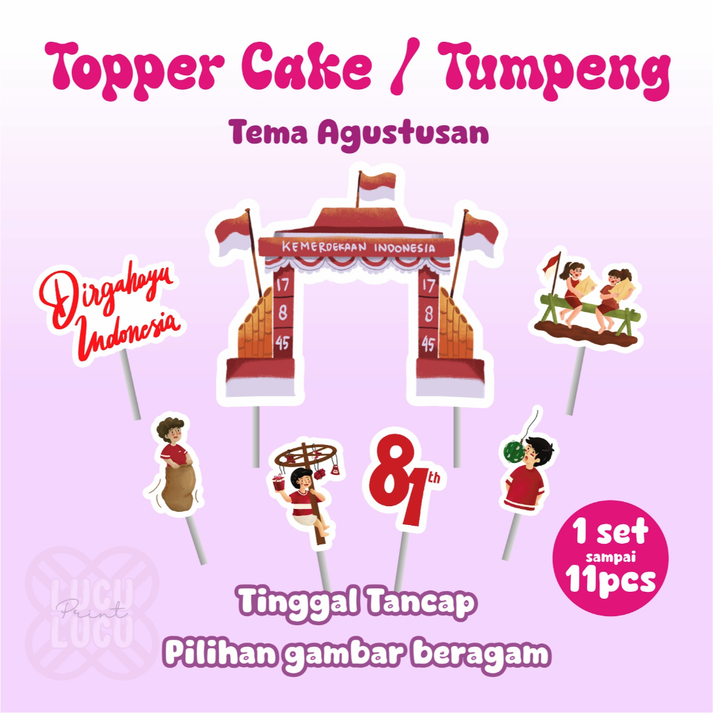 TOPPER TUMPENG AGUSTUSAN HIASAN KUE KEMERDEKAAN