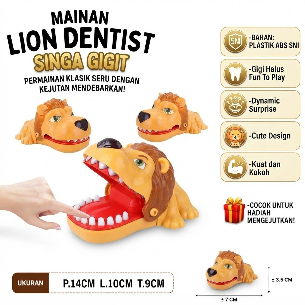 MAINAN ANAK MAINAN PRANK SINGA GIGIT JARI - LION DENTIST / MAINAN GIGIT SINGA