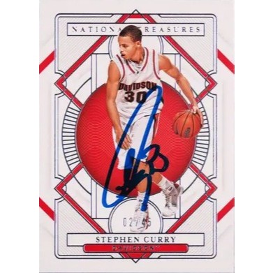 Fullprint Replica Kartu Basket 2021 National Treasure Collegiate #12 Stephen Curry Signed Card AUTO
