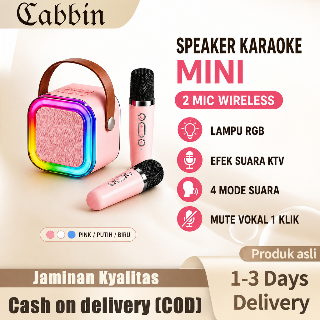 Speaker Bluetooth Set K12 LED Karaoke Super BASS Mic Portabel Microphone Karaoke Rumah Musik Box Set