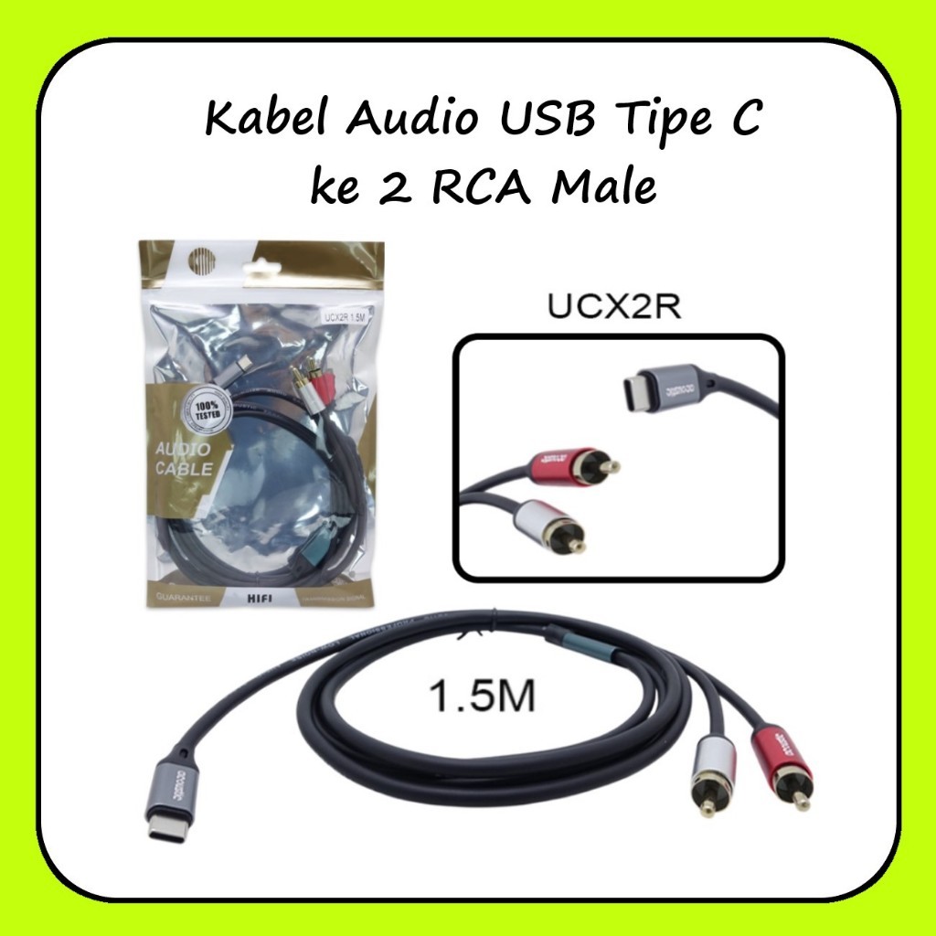 S-NET Kabel Audio Type C To RCA 1.5 M - Kabel Usb-C to 2 RCA Male Audio Sound Card