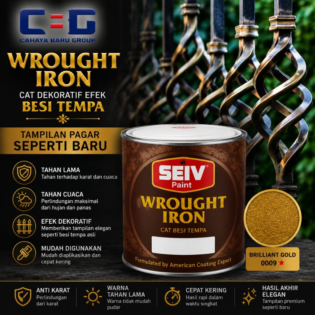 SEIV WROUGH IRON Cat Besi Tempa Briliant Gold Metalic DC 0009 1 kg (kaleng)