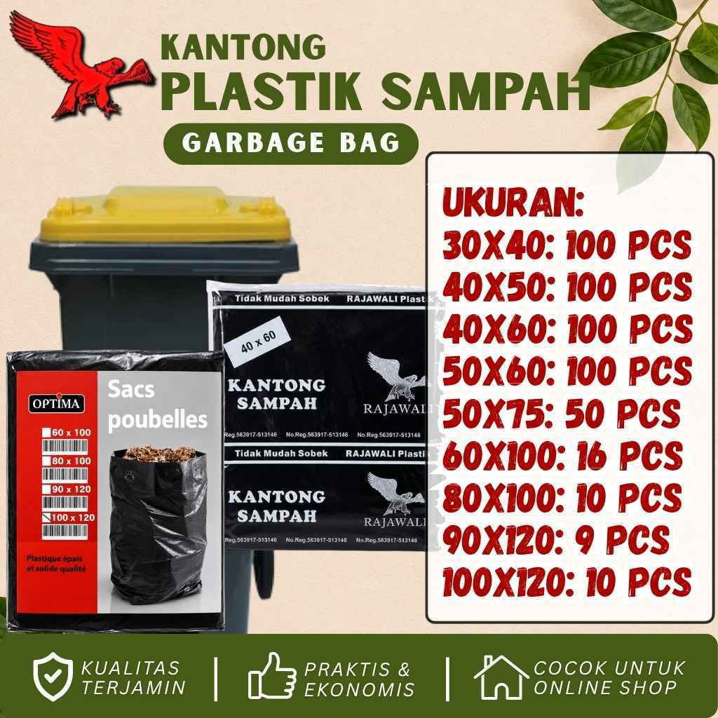 Kantong Plastik Sampah uk30/40/50/60/80/90/100 cm Online shop Grabage bag Trash Bag Extra Kualitas