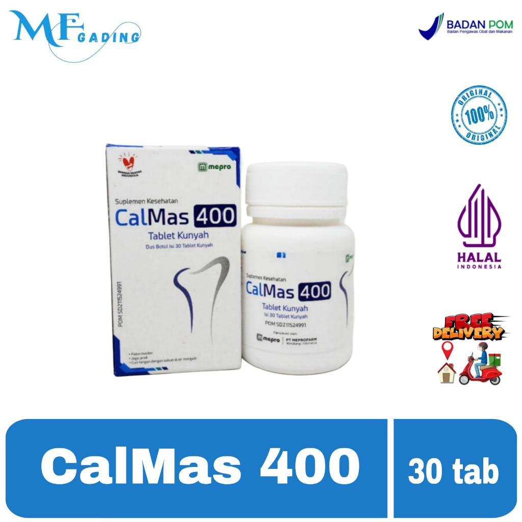 Calmas 400 Tablet Kunyah Kalsium - Botol 30 Tablet