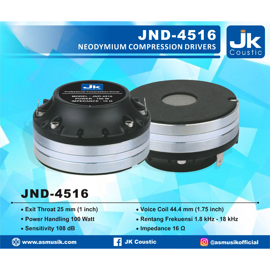 Tweeter Neo JND 4516 JK Coustic Speaker Driver