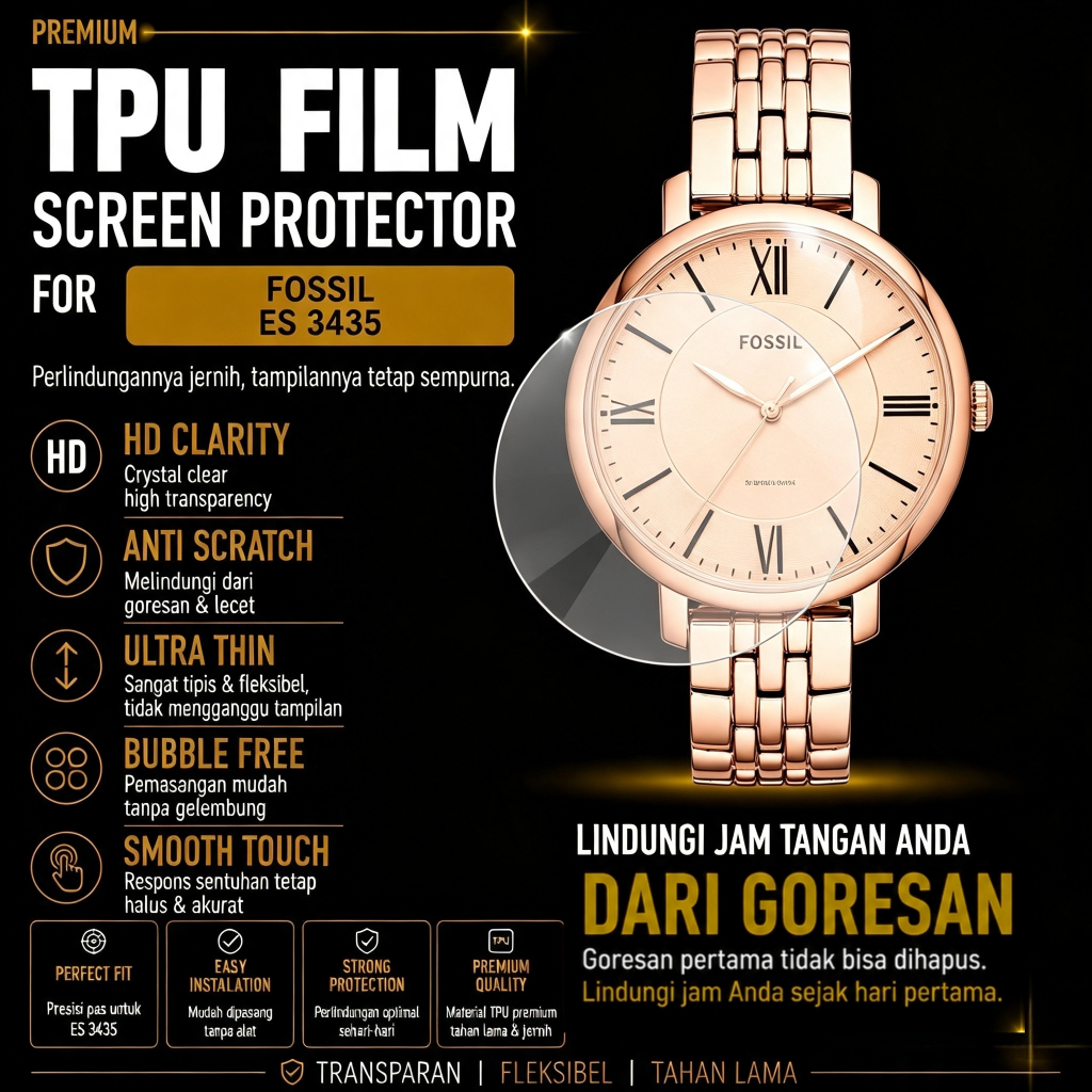 Anti Gores Fossil Jacqueline ES3435 ES3614 ES4094 Screen Protector Pelindung Kaca Jam Tangan
