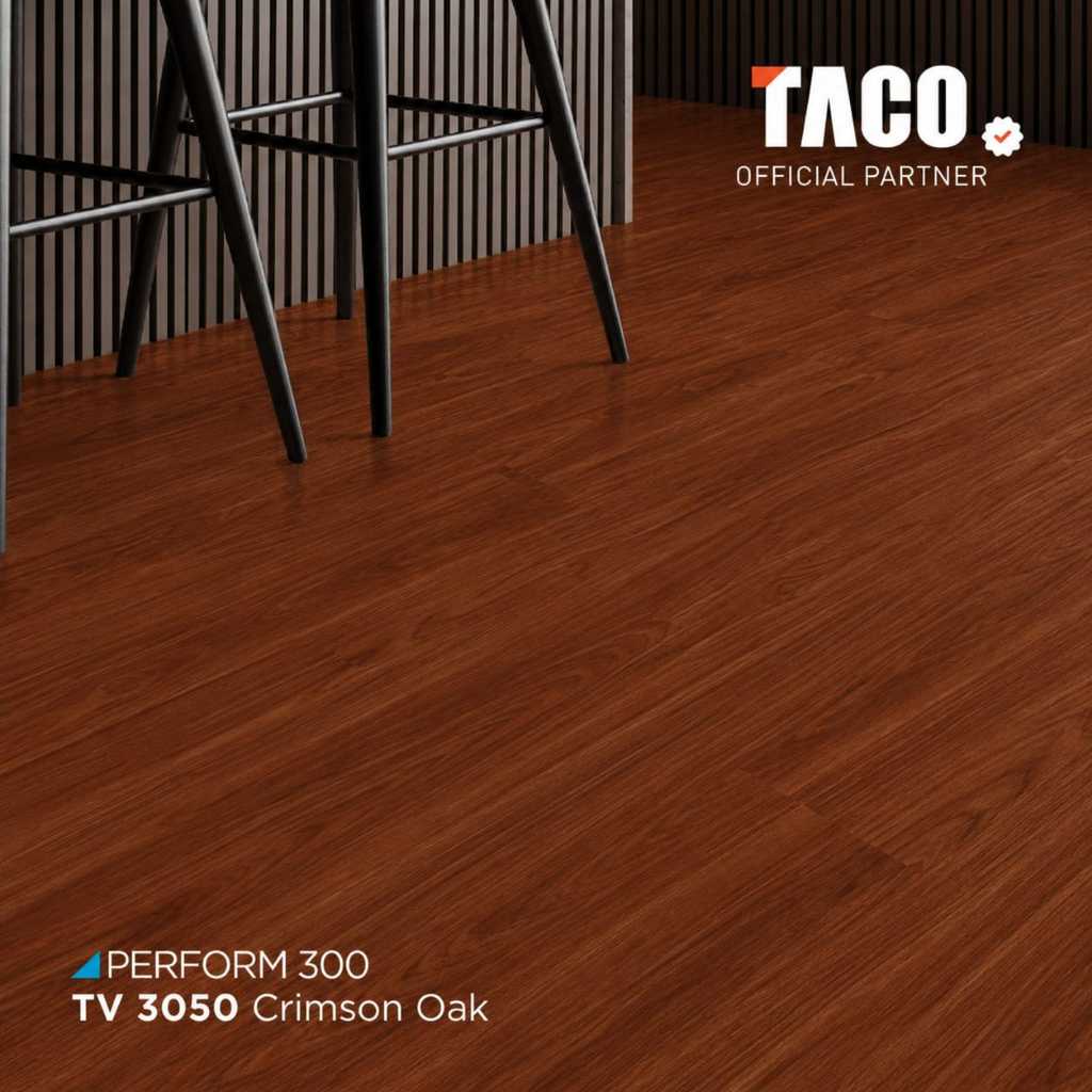 TACO Lantai Vinyl 3mm Motif Kayu PERFORM 300 (Isi 24 lembar / 3,34 m²) - TV 3050 Crimson Oak