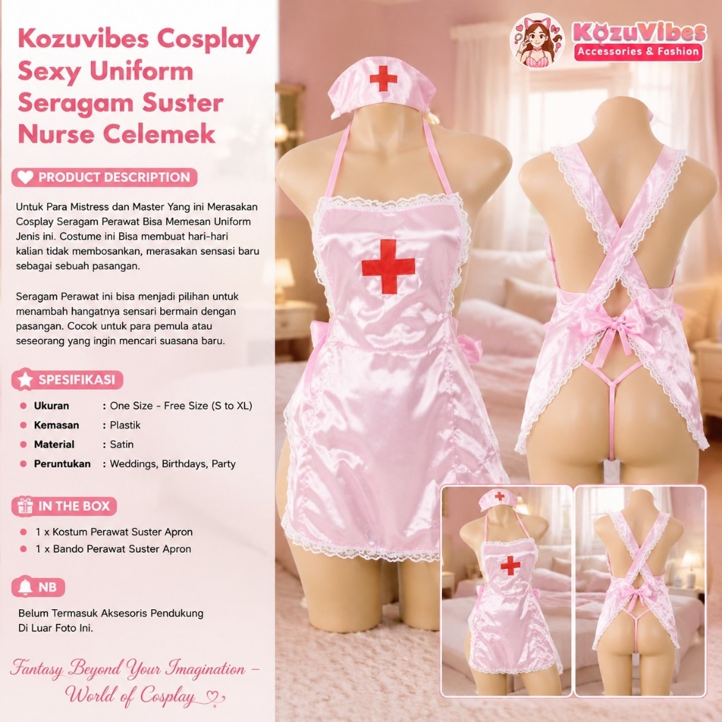 Kozuvibes Cosplay Sexy Uniform Seragam Suster Nurse Celemek
