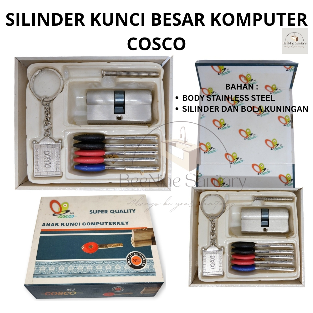 Silinder Kunci Besar komputer Pintu Full Stainless Steel kunci Kuningan COSCO/ Double Cylinder Key A