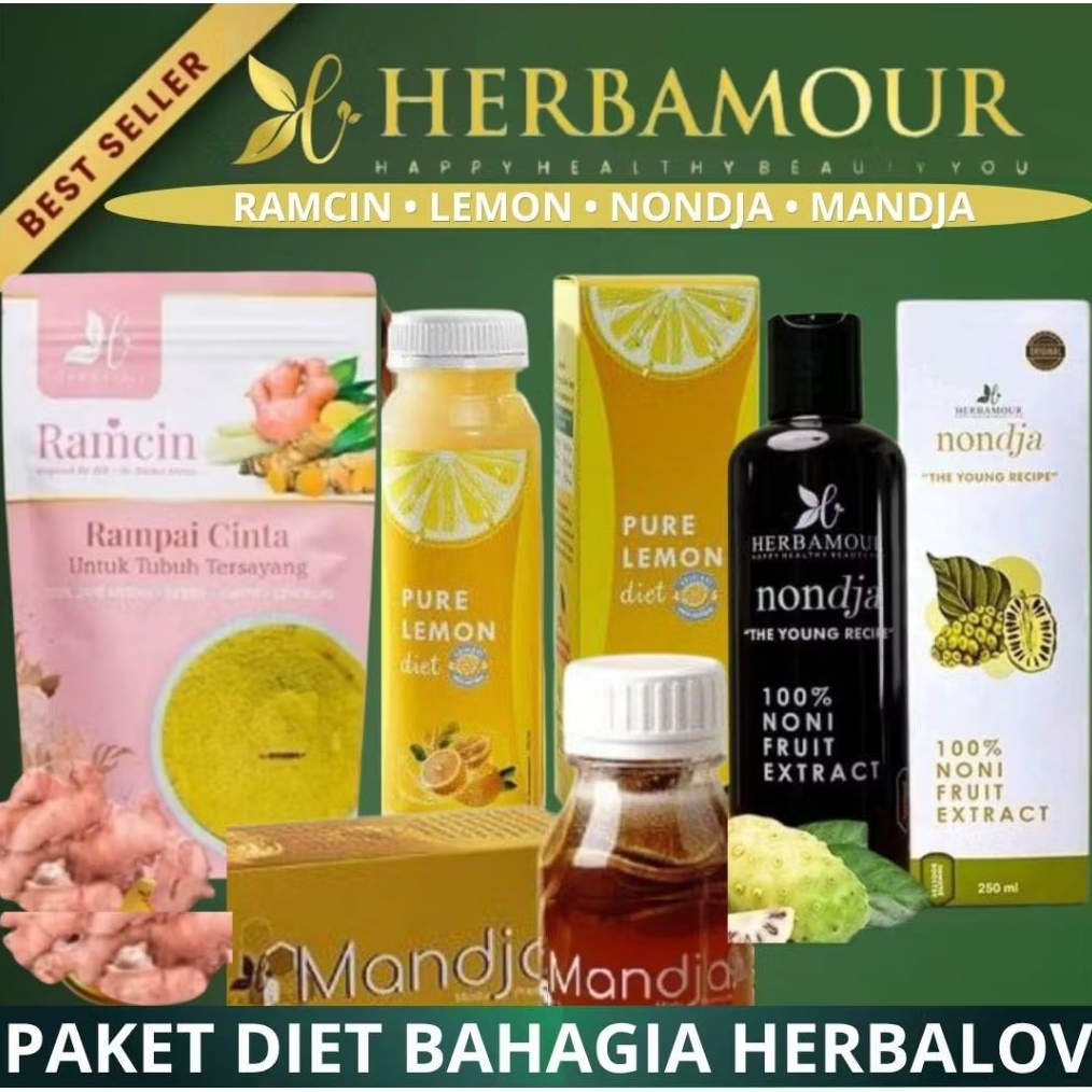 PAKET DBH Herbamour Ramcin Nondja Madu Premium Mandja Pure Lemon Diet Herbalov Madu Herbal Herbalov 