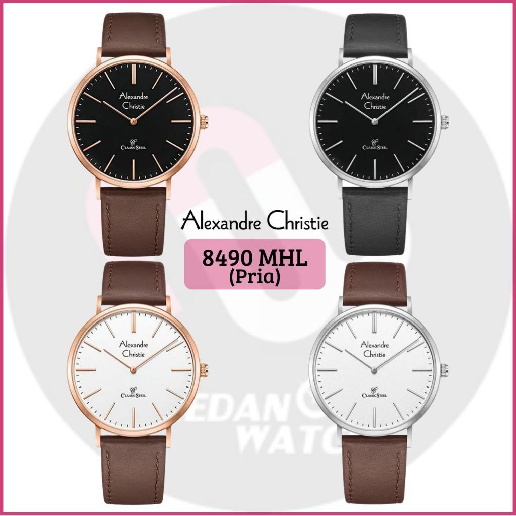 Jam Tangan Pria Analog Alexandre Christie 8490MH AC8490 AC 8490 MH 8490 Original Garansi Resmi