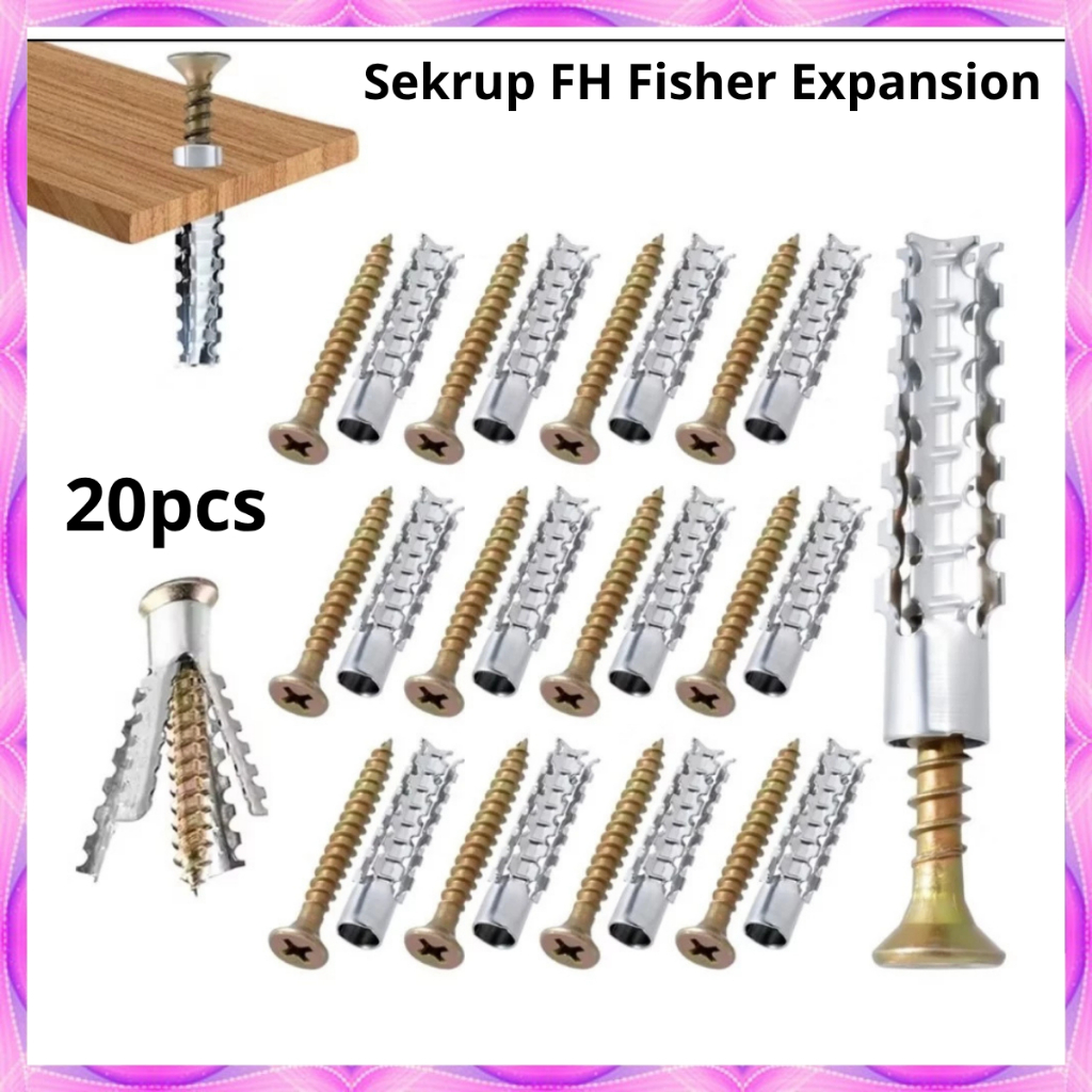 Sekrup FH Fisher Expansion Wall Anchor Screw 20 PCS SEKRUP FISER NGKUR FISHER BESI BAUT TEMBOK-COD