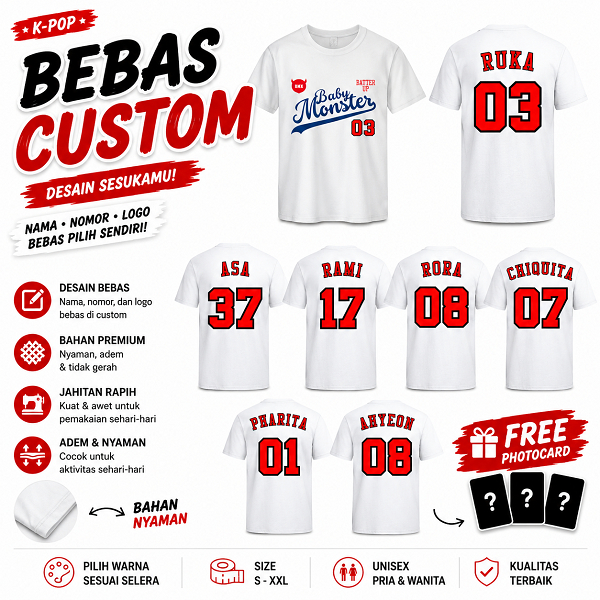 Kaos baseball baby monster tshirt baesmon softball katun combad pharita chiquita asa rora rami ruka 