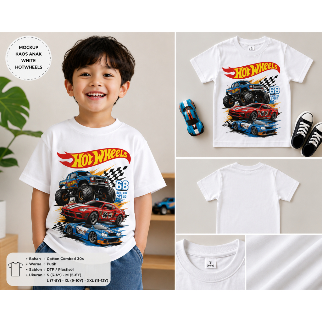 KAOS ANAK - Monster Truck - Bluey - Hotwhels