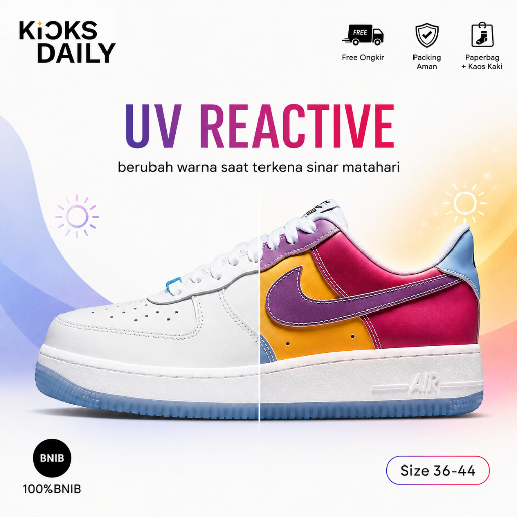 Sepatu Sneakers Nike Air Force 1 Low '07 LX UV Ultraviolet Reactive 100% BNIB