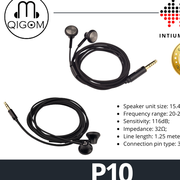 Qigom P10 / P 10 / P-10 Flathead 15.4 mm Dynamic Driver Earbuds Earphone