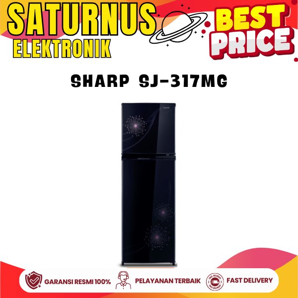 SHARP KULKAS 2 PINTU  SJ-317MG FRONT FREEZER BESAR LED