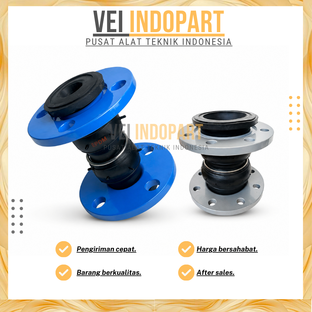 2" Rubber Flexible Joint Dua Gelombang Flexible Rubber Joint Flange PN 16 Size 2 Inch