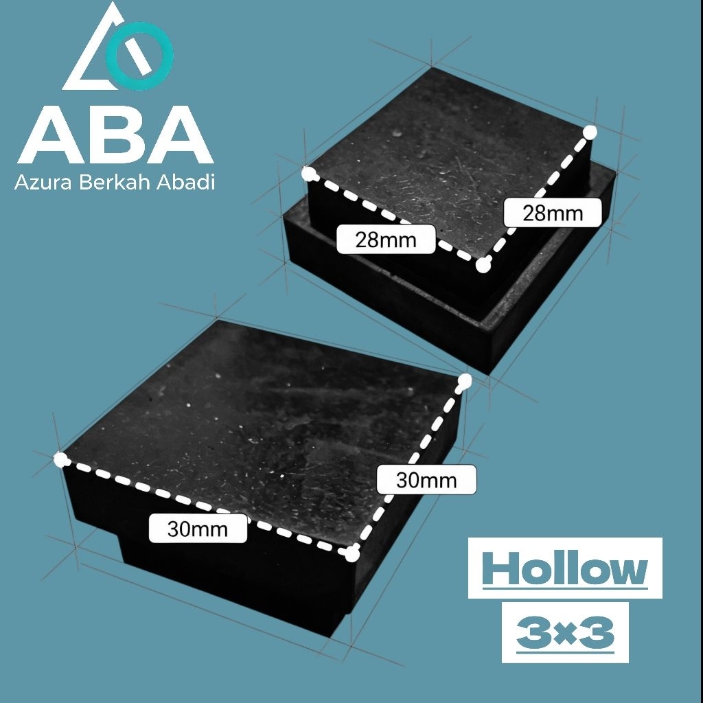 Tutup Karet Pipa Besi Hollow 3x3 cm (30×30mm)