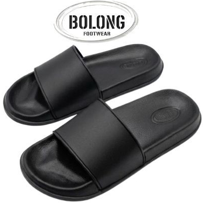 Bolong Footwear - Sandal Slop Unisex Hitam Polos Upper Lock