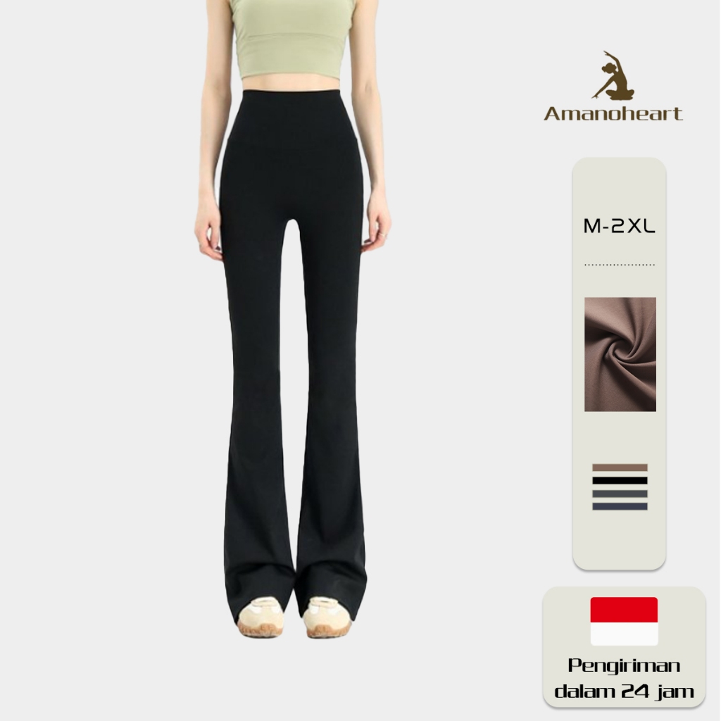 Amanoheart Flare Pants celana panjang dengan bagian bawah lonceng Tambah ukuran Yoga pants Legging C
