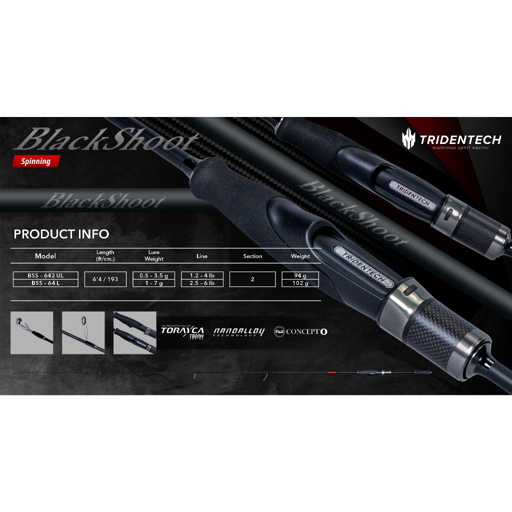 JORAN / ROD TRIDENTECH 26 BLACK SHOOT SPINING TERBARU