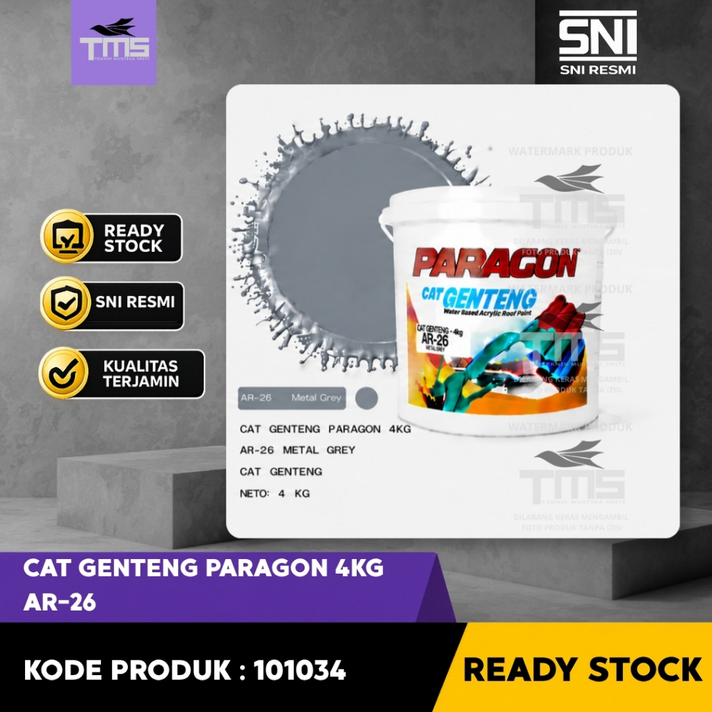 Cat Genteng Paragon 4KG AR-26 Metal Grey Cat Atap Genteng Tahan Cuaca Warna Abu-Abu Metal Elegan Cat