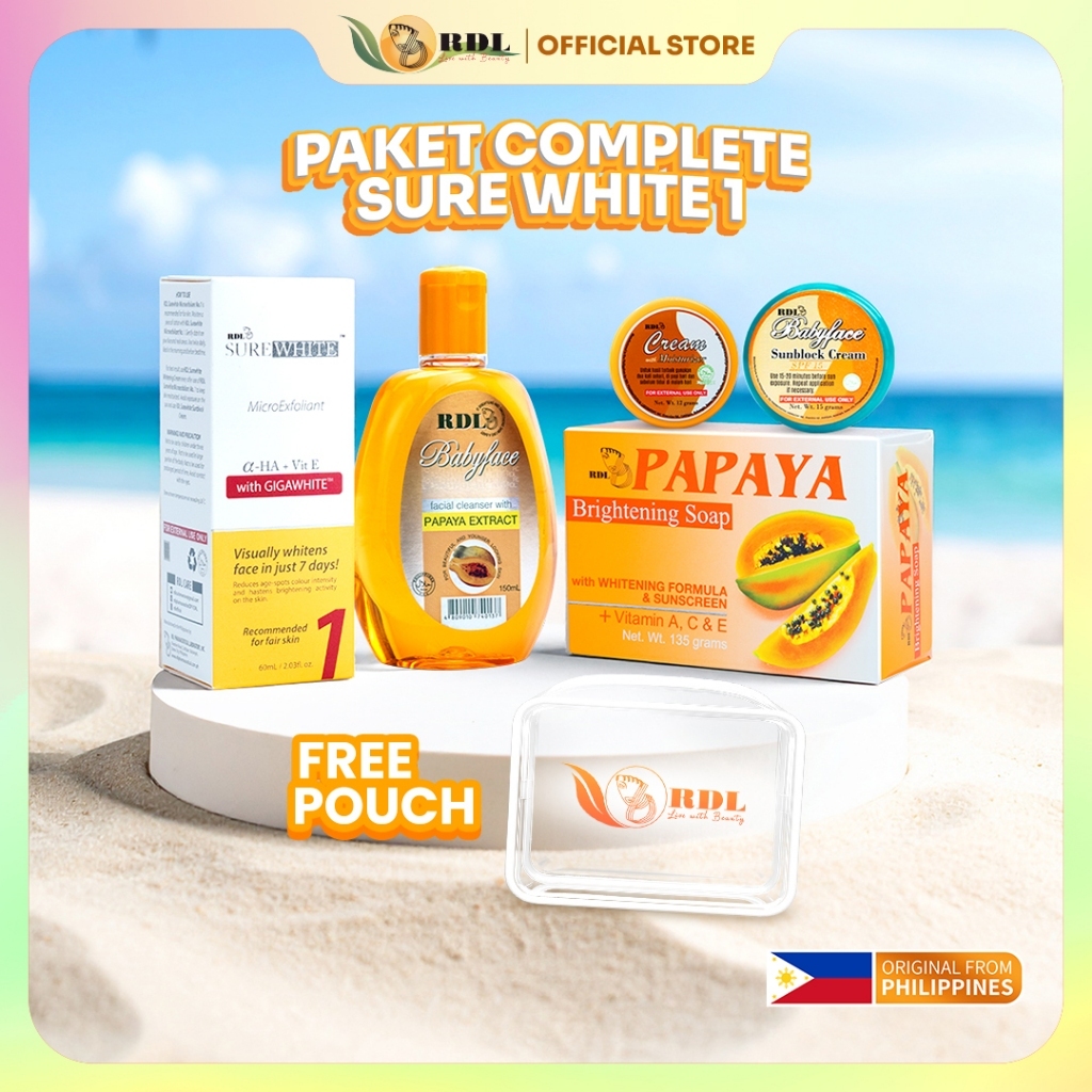 RDL Paket Complete SureWhite MicroExfoliant 1 Skincare Merawat dan Meratakan Warna Kulit Wajah Papay