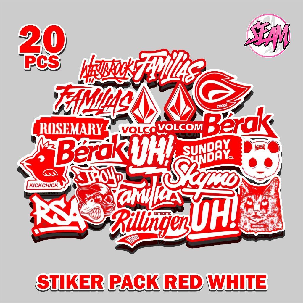 P40 STIKER PACK RED WHITE TERBARU KEREN STIKER HELM LAPTOP THUMBLER STIKER PACK FAMILIAS SKYMO RSA R