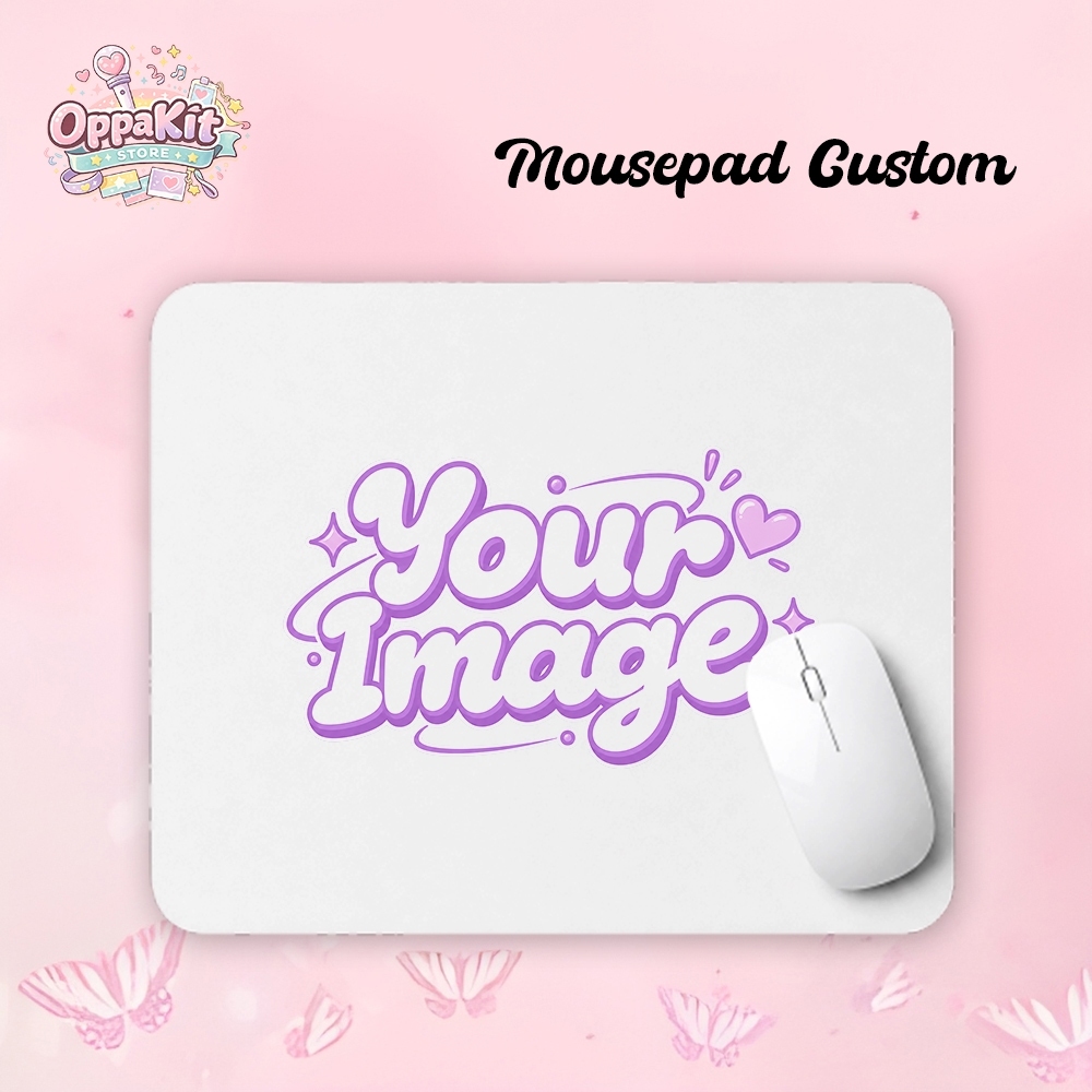 Mousepad Custom putih area gambar custom untuk meja komputer