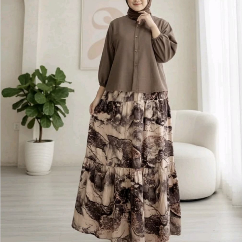 LUXURY ONE SET ROK MIX KRINGKEL- ONE SET ROK MIX KRINKLE BAHAN PREMIUM - ONE SET ROK KOREAN STYLE - 