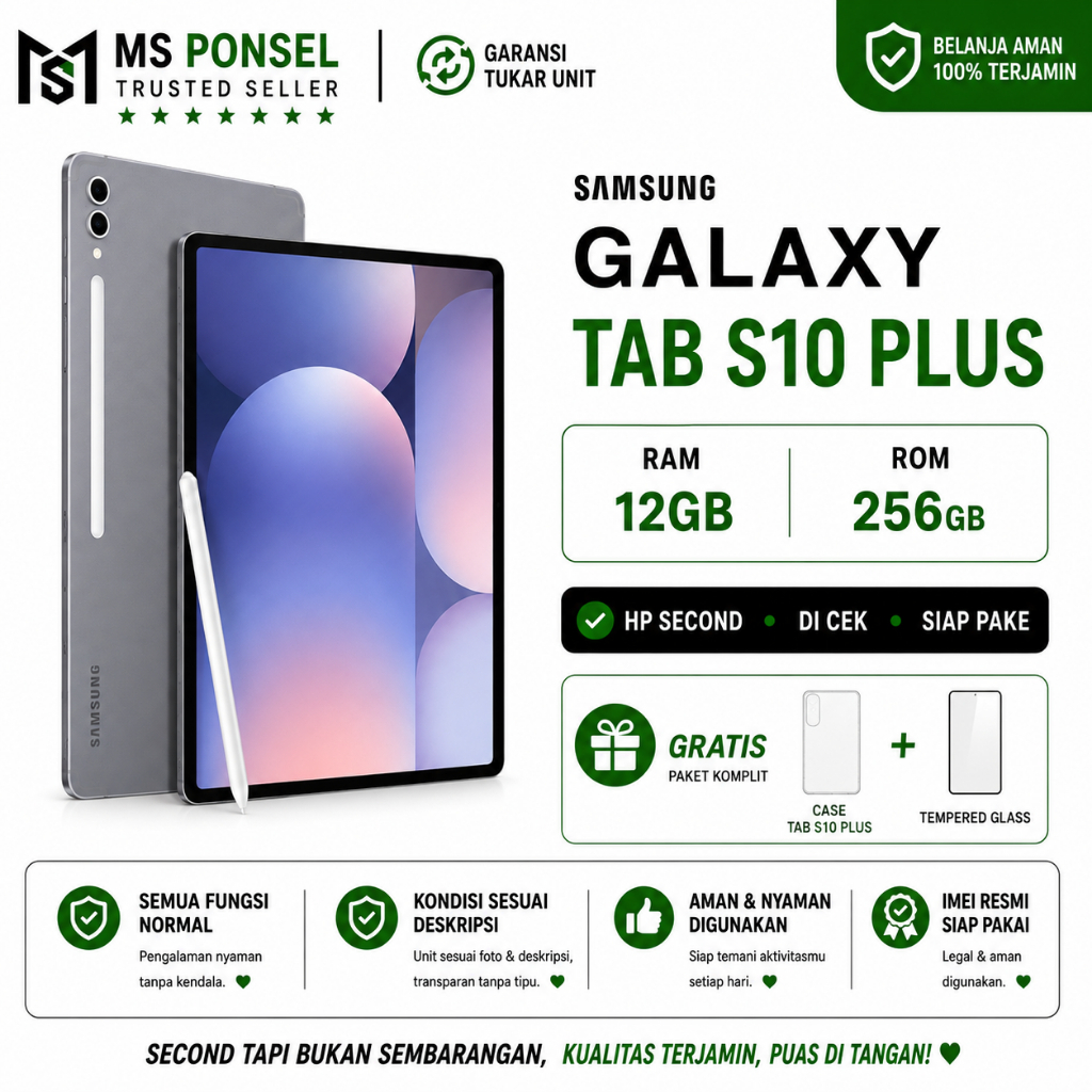 SEIN Samsung Galaxy Tab S10+ plus 5G 12/256 GB Garansi Resmi Indonesia Second Bekas Original