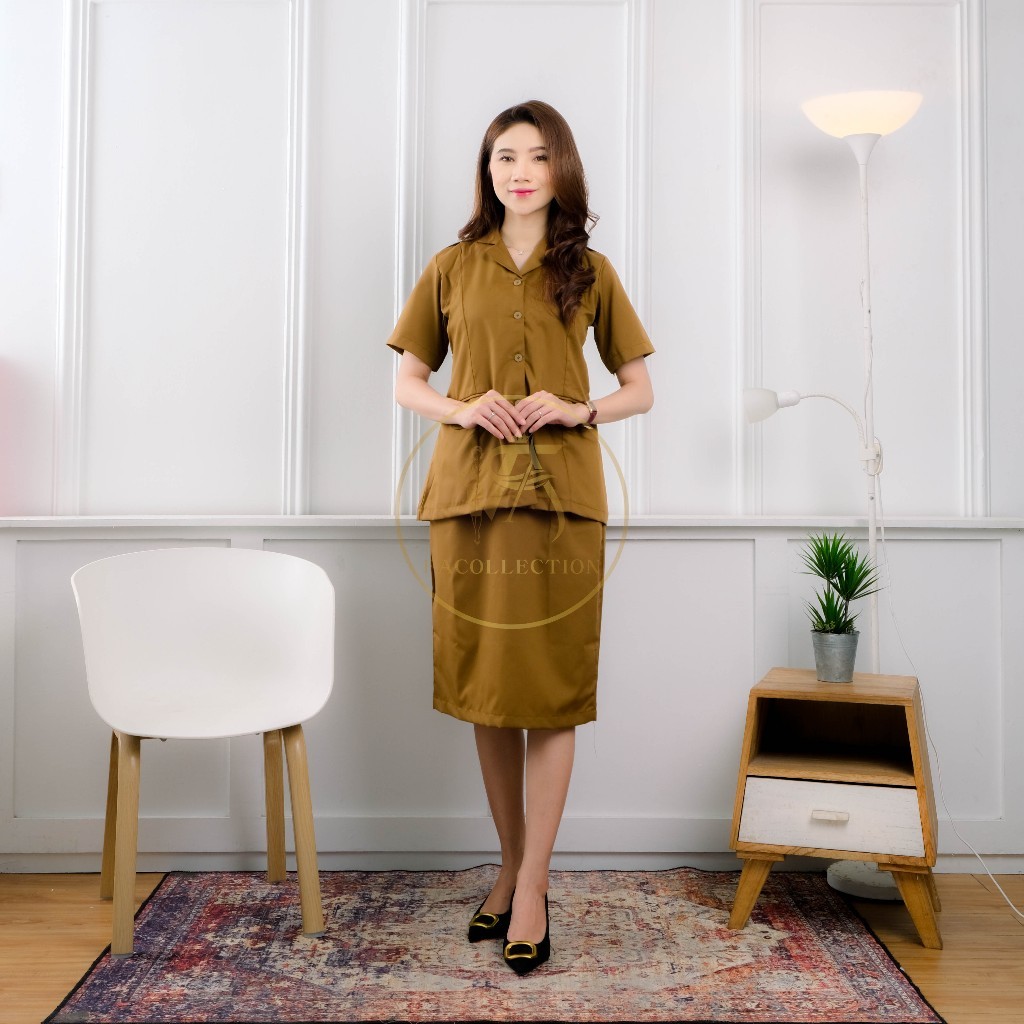Baju Seragam Dinas PNS PDH Wanita Baju Seragam Dinas Lengan Pendek Wanita Baju Seragam PNS Rok Pende