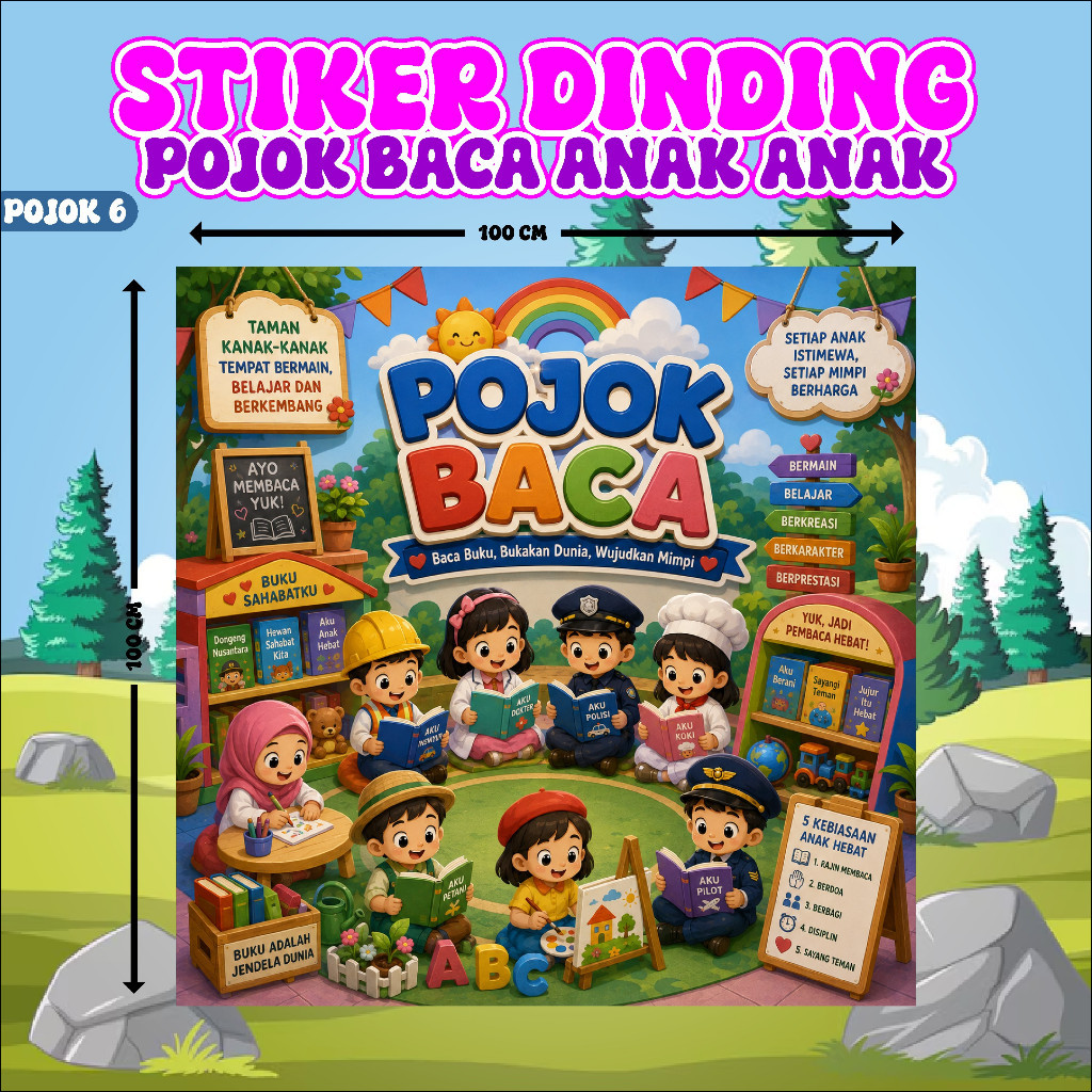 STIKER HIASAN UNTUK SEKOLAH / STIKER POJOK BACA KELAS MODERN