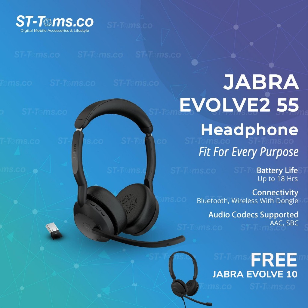 Jabra Evolve2 55 Stereo Bluetooth Connectivity with ANC Headphone